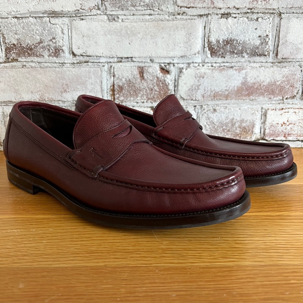 Salvatore Ferragamo Penny Loafers EXCELLENT CONDITION Dark Red Burgundy SIZE 10
